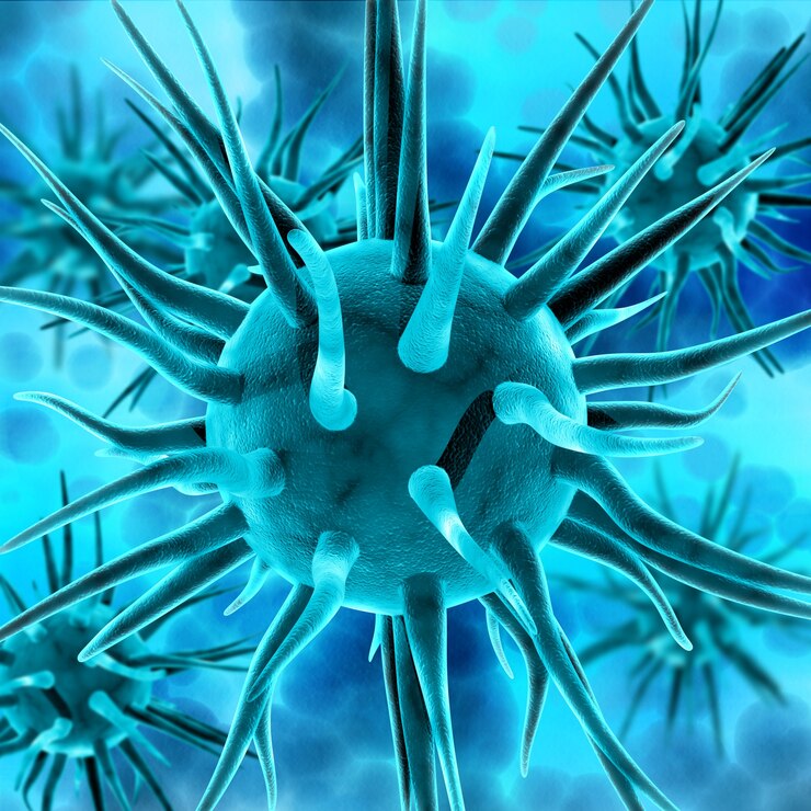 Foto gratuito antecedentes médicos en 3d con células de virus abstractas
