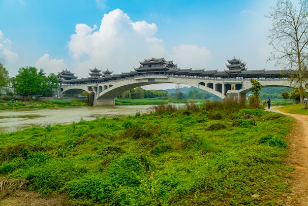 Antigua china de madera de turismo de puntos de referencia de la aldea