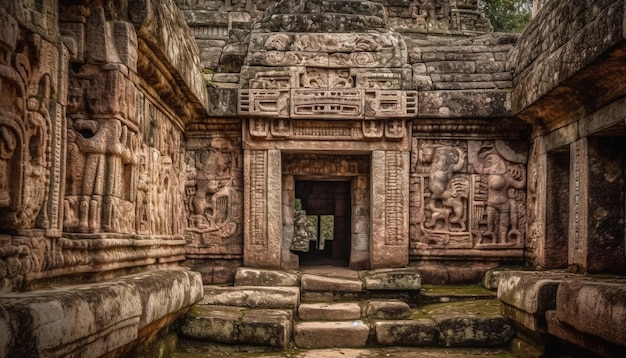 Foto gratuita las antiguas ruinas de angkor, una obra maestra espiritual generada por ia