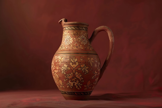 Foto gratuita antiguo recipiente de cerámica con diseño retro