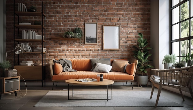 Foto gratuita apartamento moderno con muebles cómodos y creatividad generada por ia