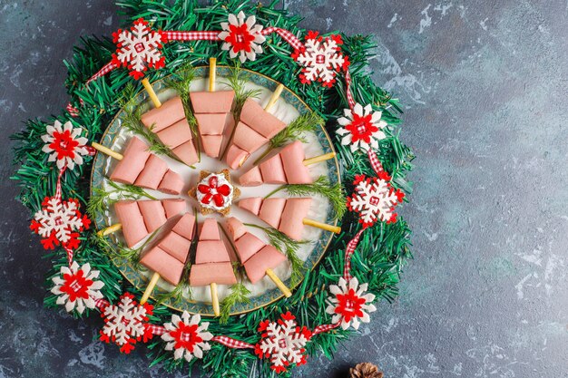 Aperitivos en forma de árbol de Navidad.