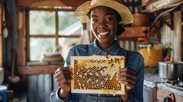 Foto gratuita apicultor trabajando en una granja de abejas