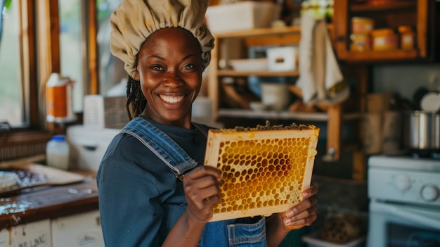 Foto gratuita apicultor trabajando en una granja de abejas