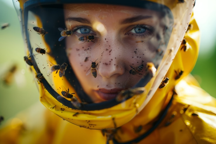 Foto gratuito apicultor trabajando en una granja de abejas