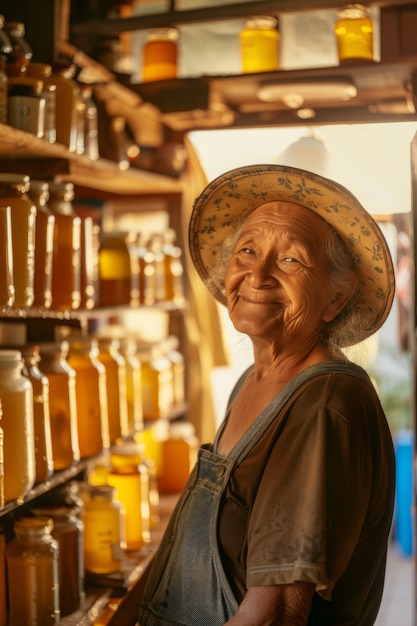 Foto gratuita apicultor trabajando en una granja de abejas