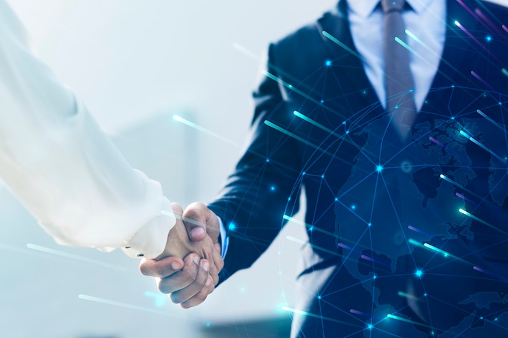 Foto gratuito apretón de manos de negocios corporativos entre socios