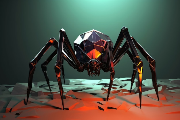 Araña robótica tridimensional de metal