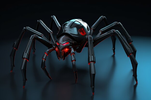 Araña robótica tridimensional de metal