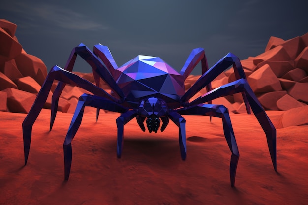 Araña tridimensional con efecto poli