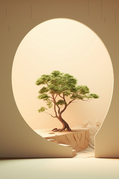 Foto gratuita Árbol 3d con fondo de luz solar