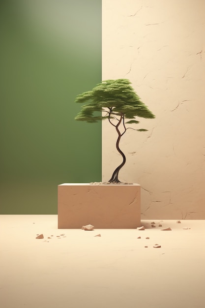 Foto gratuita Árbol 3d con fondo de luz solar