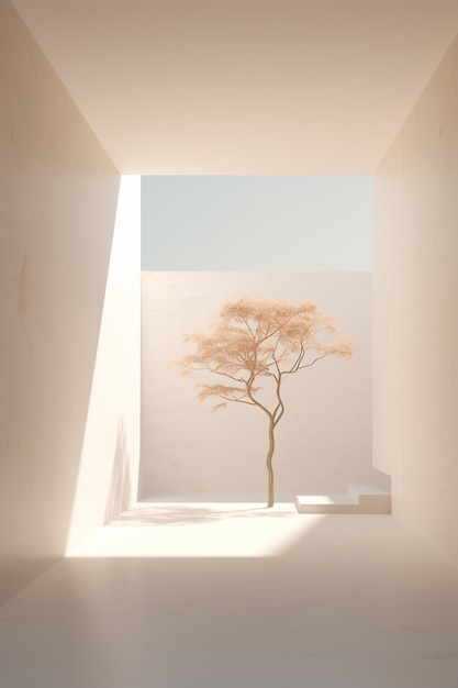 Foto gratuita Árbol 3d iluminado por la luz del sol