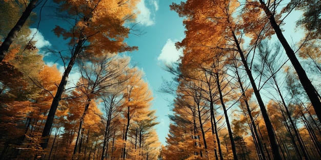 Foto gratuita un árbol en el bosque con un fondo de cielo azul