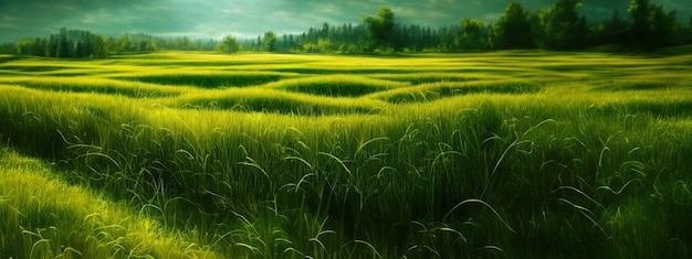 Foto gratuita Árbol de campo verde y cielo azul genial como fondo web banner generativo ai