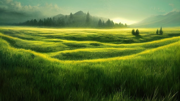Foto gratuita Árbol de campo verde y skygreat azul como backgroundweb banner ai generativo