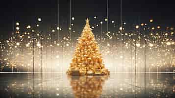Foto gratuita Árbol de navidad bellamente decorado con luces en un espacio comercial