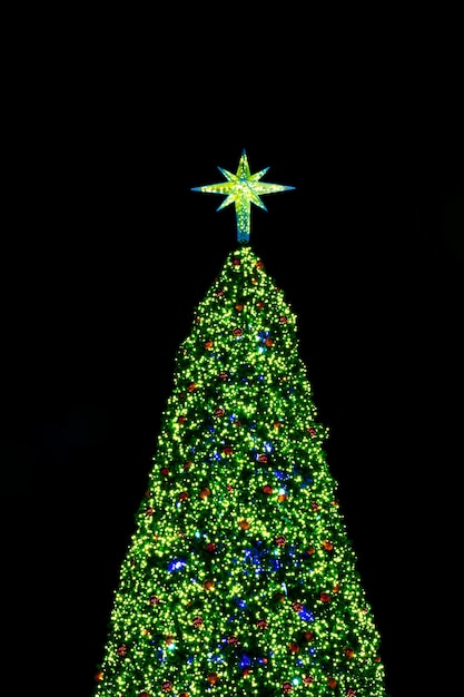 árbol de Navidad en el fondo negro