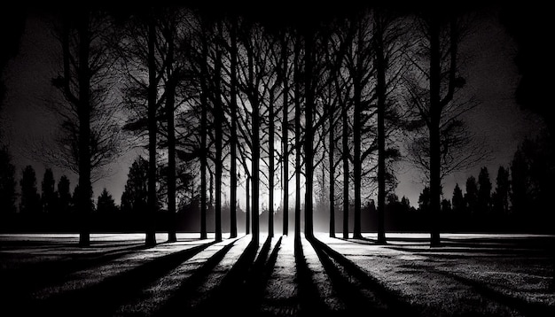 Foto gratuita Árbol de silueta contra el cielo nocturno espeluznante paisaje misterioso ia generativa