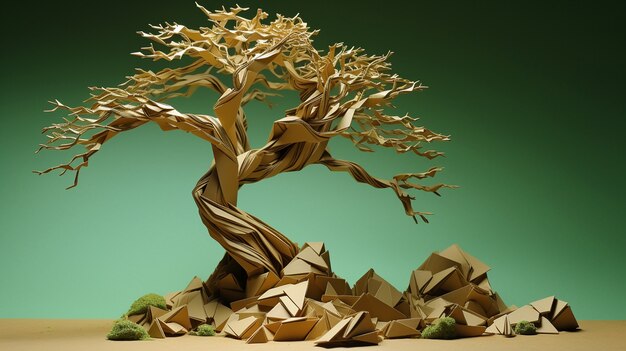 Árbol tridimensional con follaje