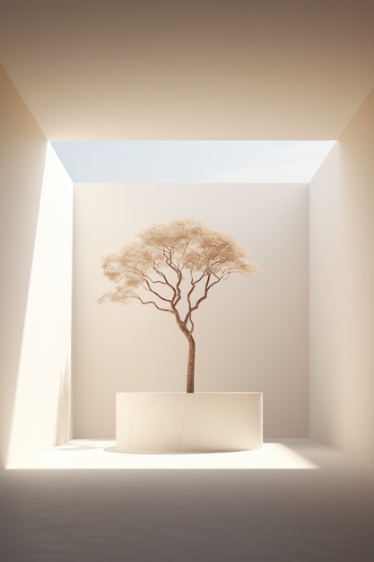 Foto gratuita Árbol tridimensional con luz solar.