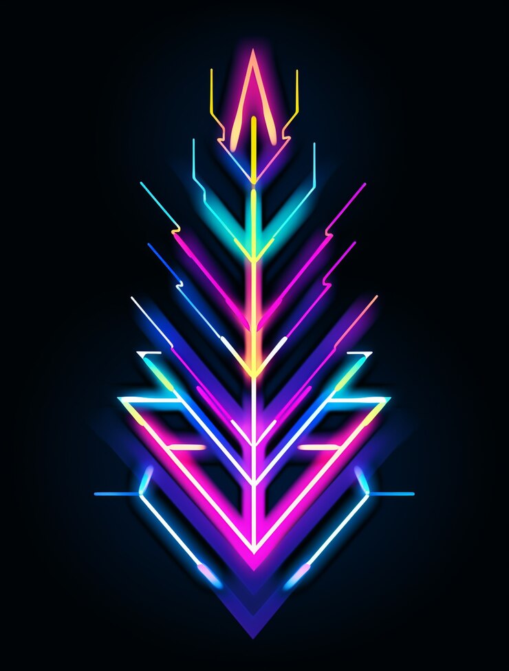 Foto gratuito arco iluminado con colores de neón brillantes