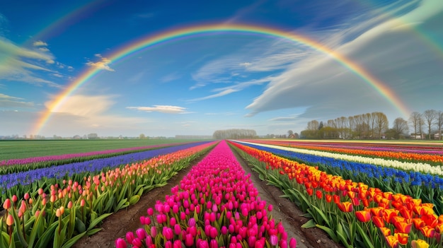 Foto gratuita el arco iris de colores aparece en el cielo sobre el paisaje natural