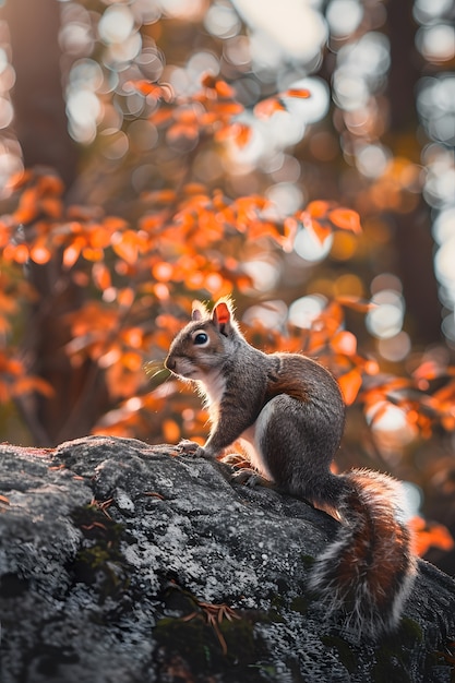 Foto gratuita ardilla realista en su hábitat natural