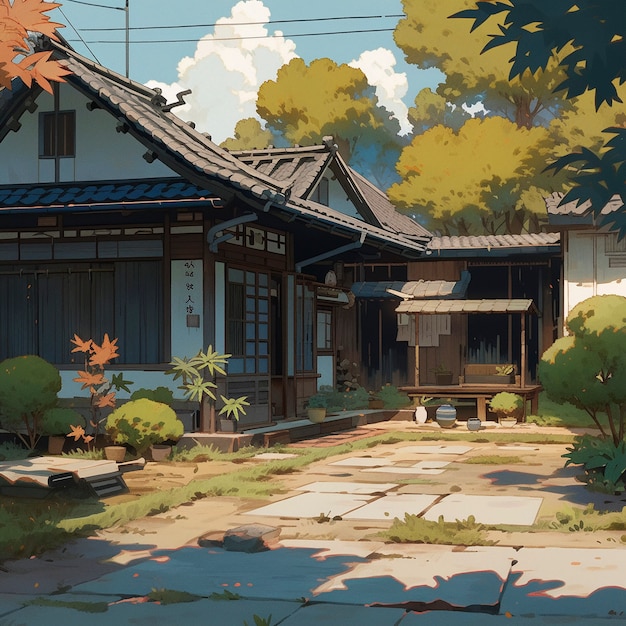 Arquitectura de casas de estilo anime