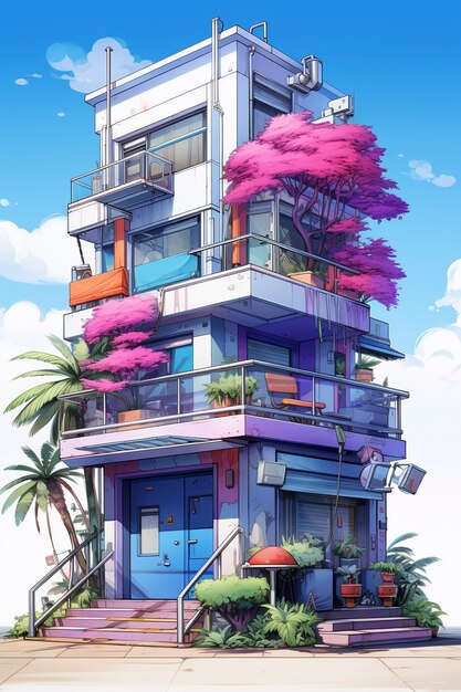 Arquitectura de casas de estilo anime