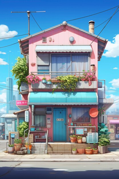Arquitectura de casas de estilo anime