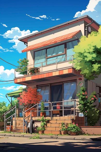 Foto gratuita arquitectura de casas de estilo anime