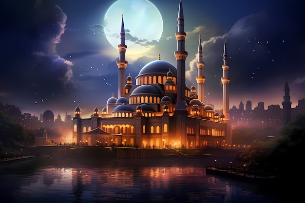 Foto gratuita arquitectura del edificio de la mezquita por la noche