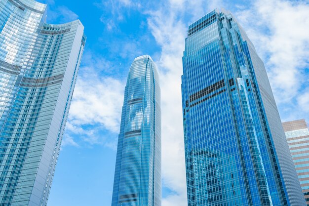 Arquitectura hermosa edificio rascacielos en la ciudad de hong kong