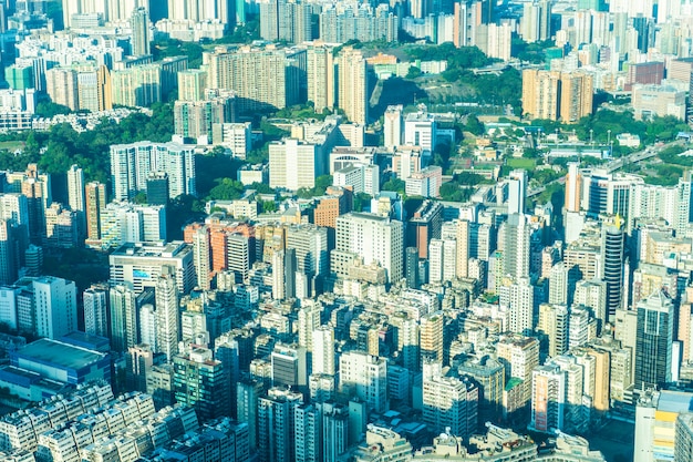 Foto gratuita arquitectura hermosa que construye el paisaje urbano exterior del horizonte de la ciudad de hong-kong