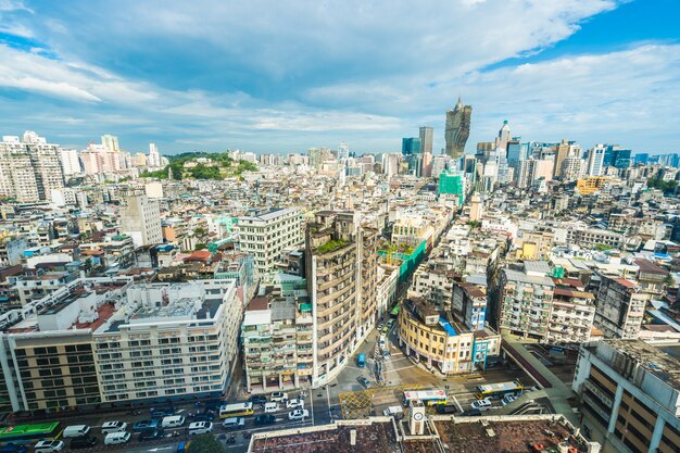 Arquitectura hermosa que construye el paisaje urbano en macau