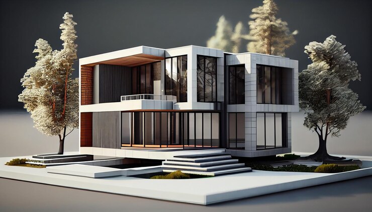 Foto gratuito la arquitectura y la naturaleza se fusionan en el diseño moderno ia generativa