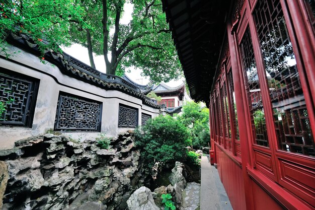 Arquitectura vieja de la pagoda en Shangai