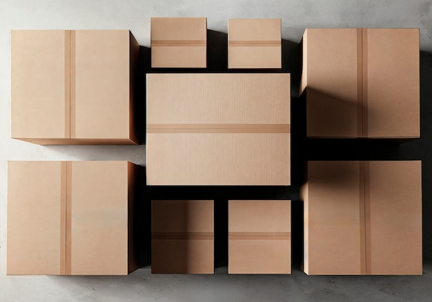 Arrangement of cardboard boxes for shipping