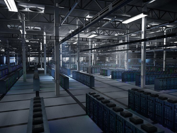 Foto gratuito arrays de salas de servidores que procesan conjuntos de datos de redes neuronales