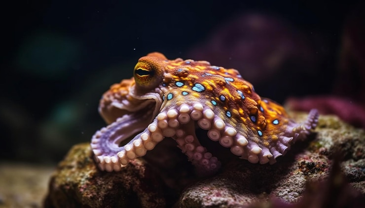 Foto gratuito arrecife de coral multicolor repleto de vida marina generado por ia