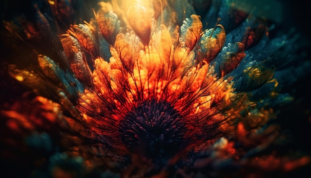 Un arrecife submarino vibrante muestra el colorido movimiento de la vida marina generado por IA