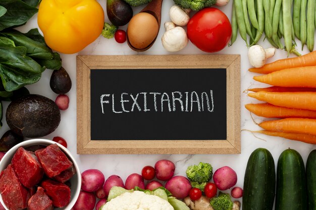 Arreglo de alimentos de dieta flexitariana