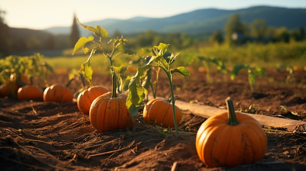 Arreglo de calabazas al aire libre