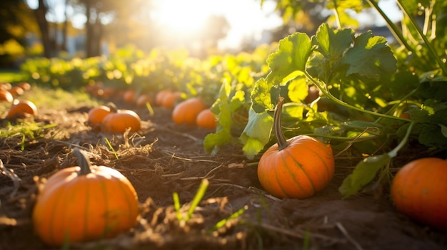 Arreglo de calabazas al aire libre