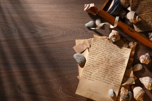 Arreglo de cartas de amor vista superior