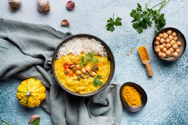 Arreglo de comida de Pakistán plano