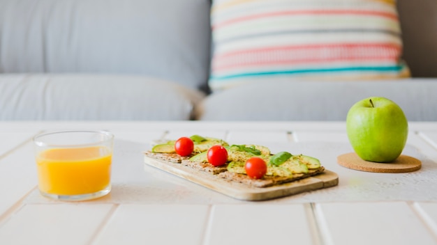 Arreglo de comida saludable para el desayuno