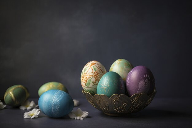 Arreglo decorativo de huevos de Pascua