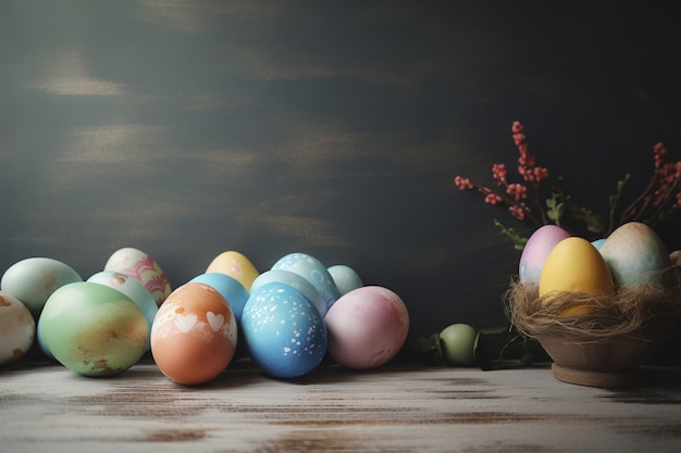 Foto gratuita arreglo decorativo de huevos de pascua